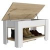 Tuhome Austin Storage Table, One Extendable Table Shelf, Four Legs, Lower Shelf, Light Oak/White ZDB7104